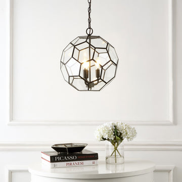 Bee 13.5" Modern Bohemian Iron/Glass LED Pendant - JONATHAN Y